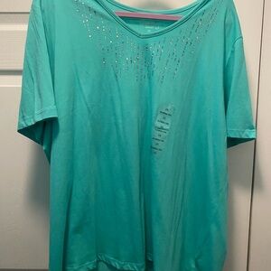 Coral Bay Mint Green top with embellishments Size 2X New With Tag!